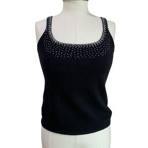Evelyn Cashmere Whimsigoth Black Embellished Knit Sweater Top Size Small